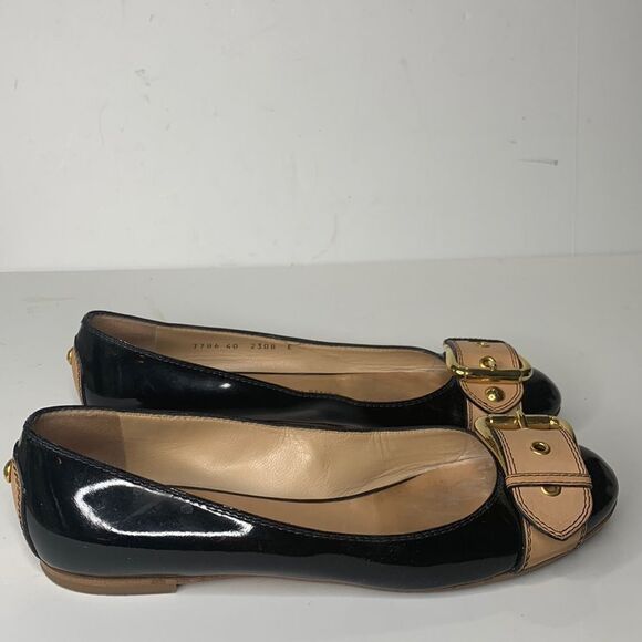 Giuseppe Zanotti Italian black patent leather buckled flats - Picture 3 of 12